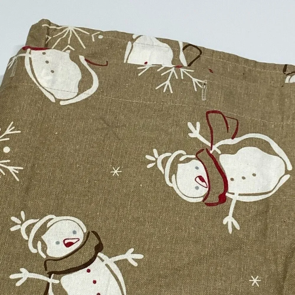 Snowman Print Bathroom Toilet Shower Curtain Brown NWOT